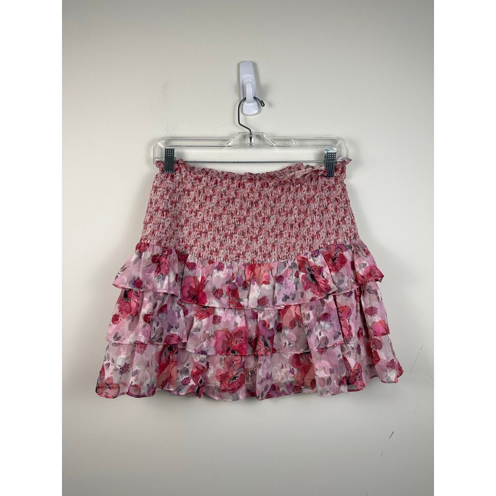 Love Shack Fancy Silk Floral Mini Ruffle Skirt Size Medium EUC - Picture 2 of 7